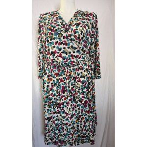 Lane Bryant Faux Wrap Dress Long Sleeve Blue Black Burgundy Ivory Size 22/24